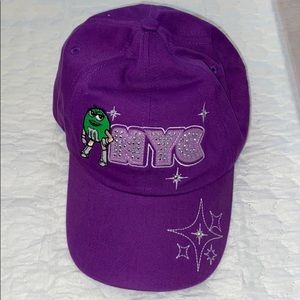 M&M’s WORLD Green M & M on Purple Baseball cap hat 100% Cotton